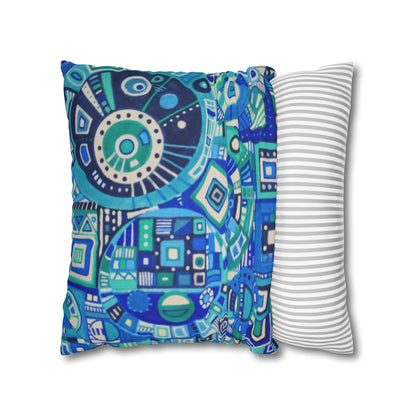 Cushion Pillow Case - No. 262 - Blue Geometric Abstract