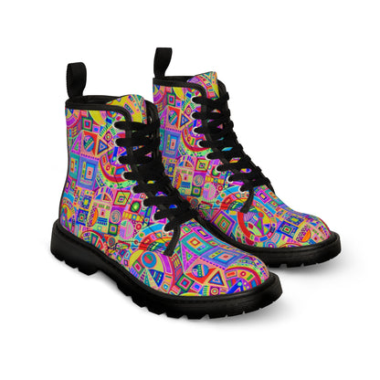 Women's Canvas Boots - No. 260  - Multicoloured Abstract