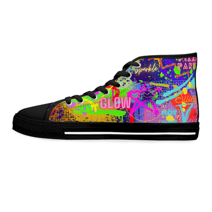 Women's High Top Sneakers - No. 232 - Graffiti - 'Glow'  - By Irish Artist Fiona de Lacy