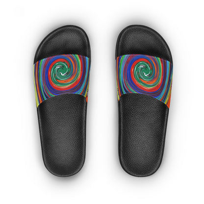 Women's Slide Sandals -No. 304 - Swirl - (Green, Orange, Purple)  - By Irish Artist Fiona de Lacy