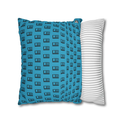 Cushion Pillow Case - No. 000TE - Black Logo on Turquoise