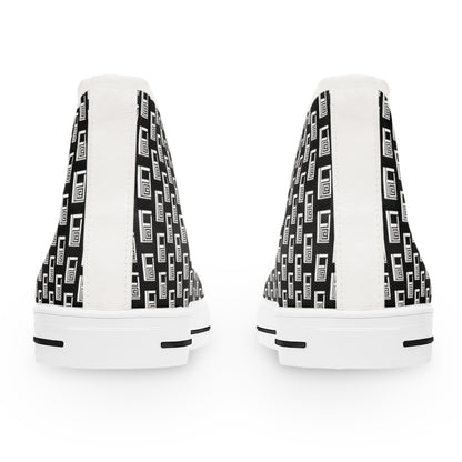 Women's High Top Sneakers - No. 000 - White Logo On Black - By Irish Artist Fiona de Lacy