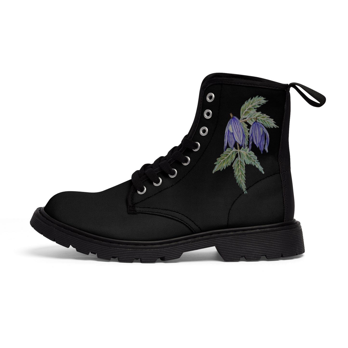 Women's Canvas Boots No. 270  - Purple drop Flowers