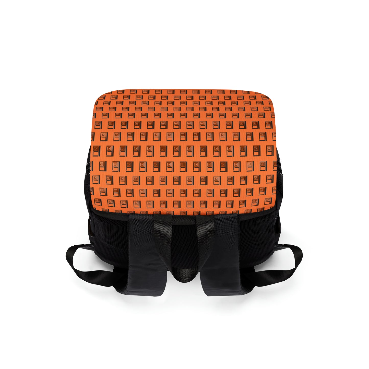 Casual Shoulder Backpack,  No. 000 - Artists Logo on Orange -  By Irish Artist Fiona de Lacy