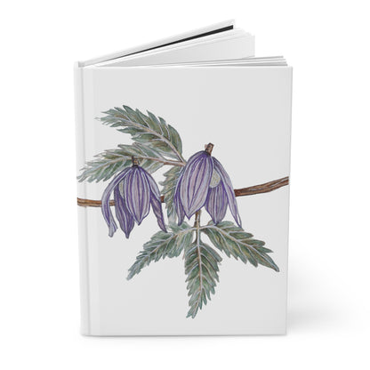 Hardcover Journal Matte (Lined) - No. 270 - Purple Drop Flowers on White - By Irish Artist Fiona de Lacy