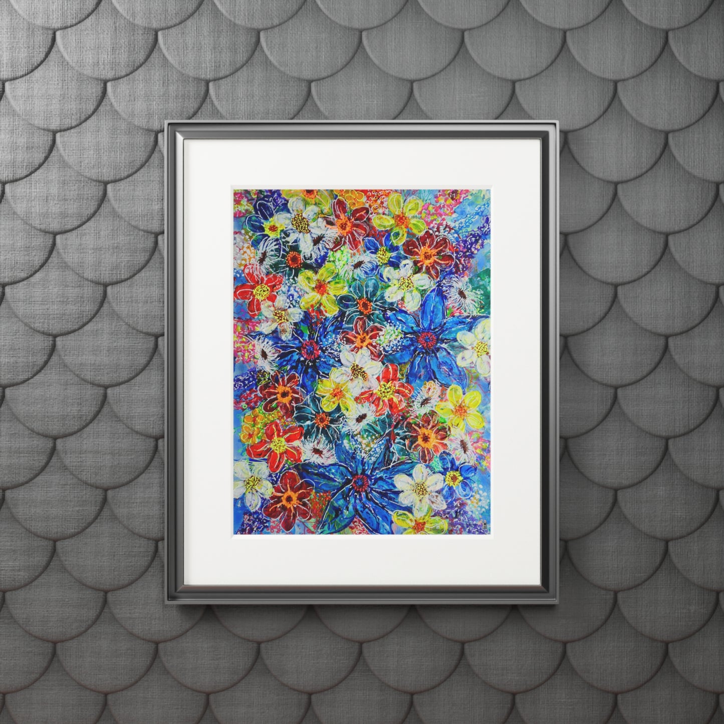 Fine Art Print (Cardboard Frame) - No. 242  - Large Blue Flowers