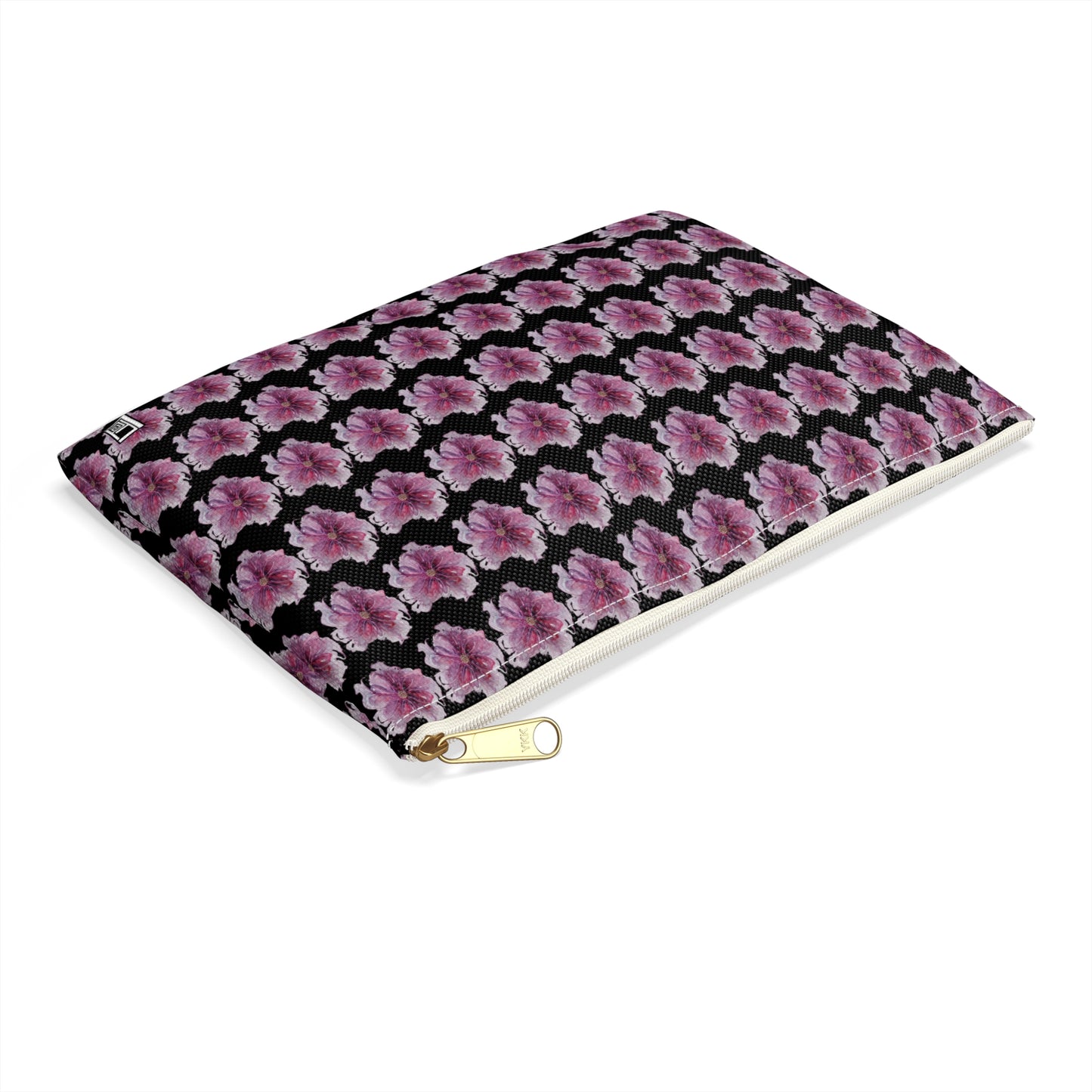 Make Up Bag - No. 269 - Purple & Pink Flower on Black