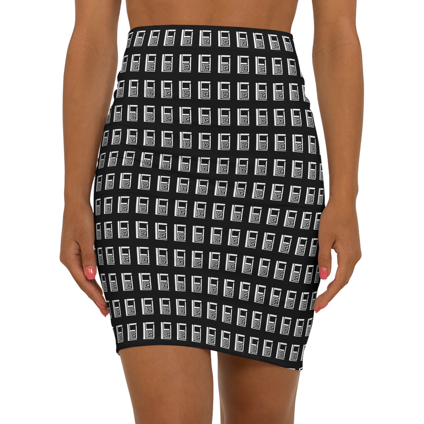 Women's Mini Skirt - No. 000BK - Logo' White on Black