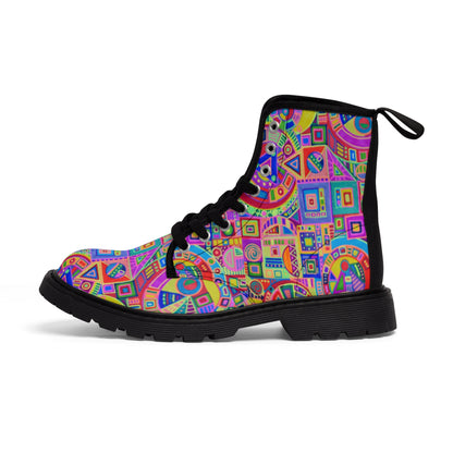 Women's Canvas Boots - No. 260  - Multicoloured Abstract