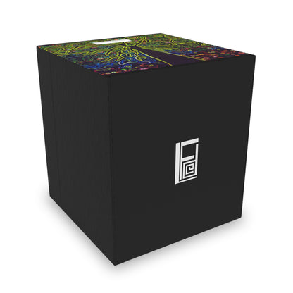 Felt Storage Box - No. 111 - 'Looking Up' - By Irish Artist Fiona de Lacy - Tree, multicoloured on black