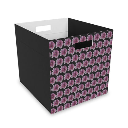 Felt Storage Box - No. 269 - Purple & Pink Flower on Black - By Irish Artist Fiona de Lacy