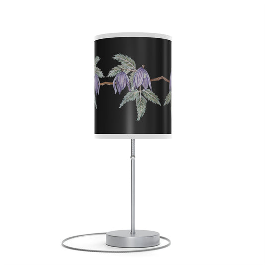 Lamp on a Stand, US|CA plug, No. 270 - Purple Drop Flowers on Black- By Irish Artist Fiona de Lacy