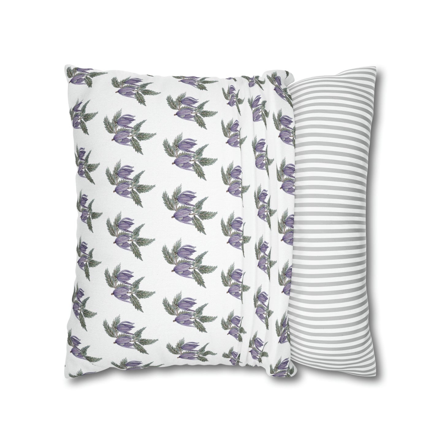 Cushion Pillow Case - No. 270 - Purple Drop Flowers on White