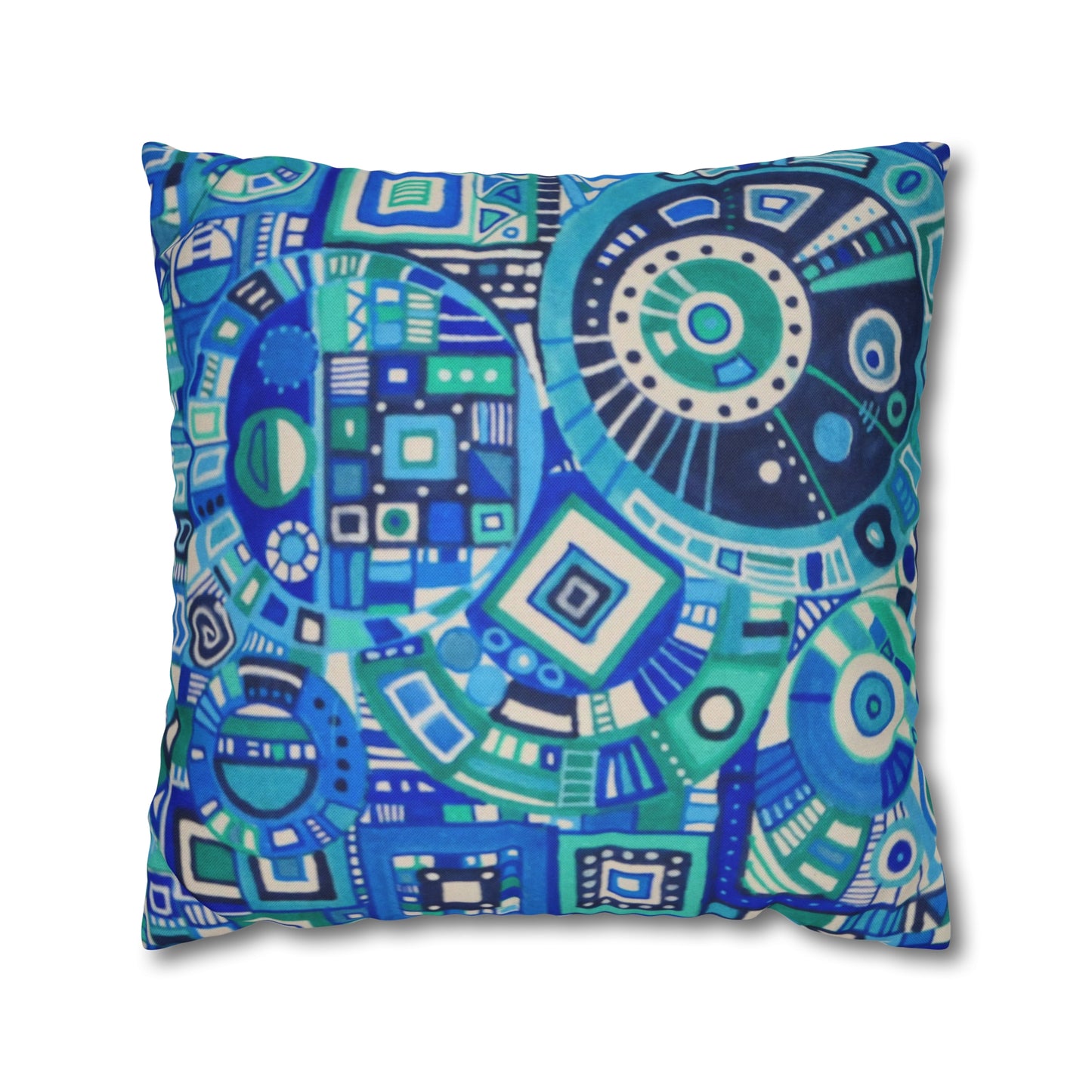 Cushion Pillow Case - No. 262 - Blue Geometric Abstract