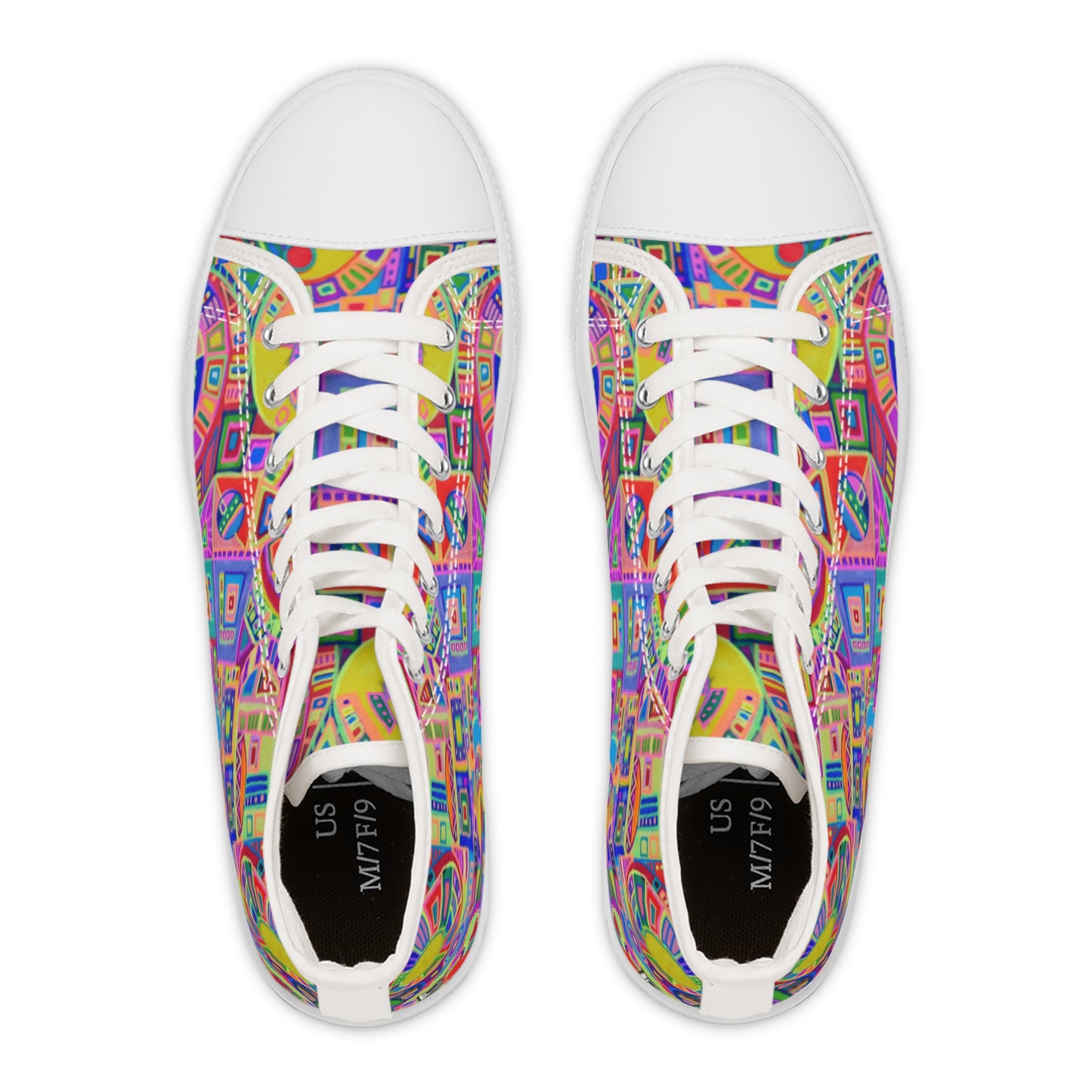 Women's High Top Sneakers - No. 260 - Multicoloured Abstract - By Irish Artist Fiona de Lacy