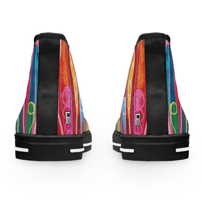 Women's High Top Sneakers, No. 237 C 'Pods' Green Heel, Multicoloured - Designed by Irish Artist Fiona de Lacy