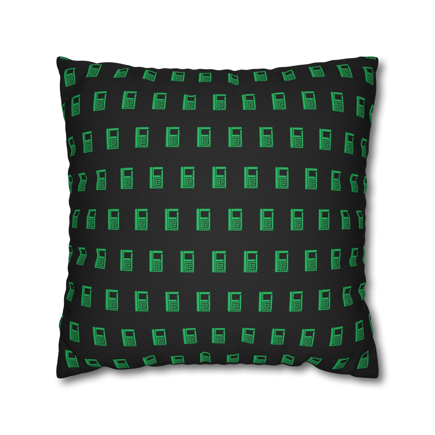 Cushion Pillow Case - No. 000GN - Green Logo on Black