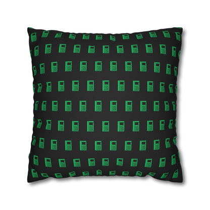 Cushion Pillow Case - No. 000GN - Green Logo on Black