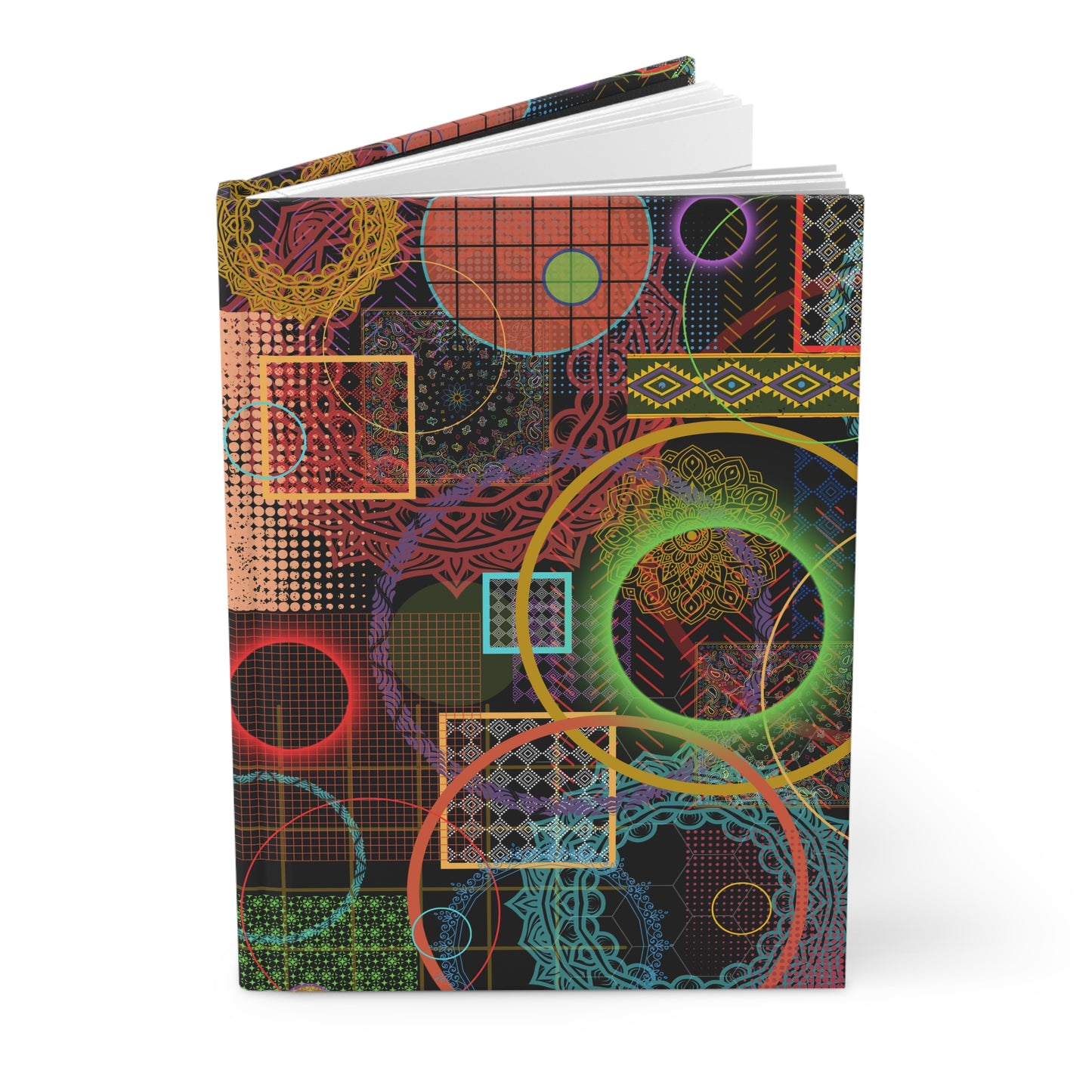 Hardcover Journal Matte (Lined) - No. 299 - Multicoloured Rings - By Irish Artist Fiona de Lacy