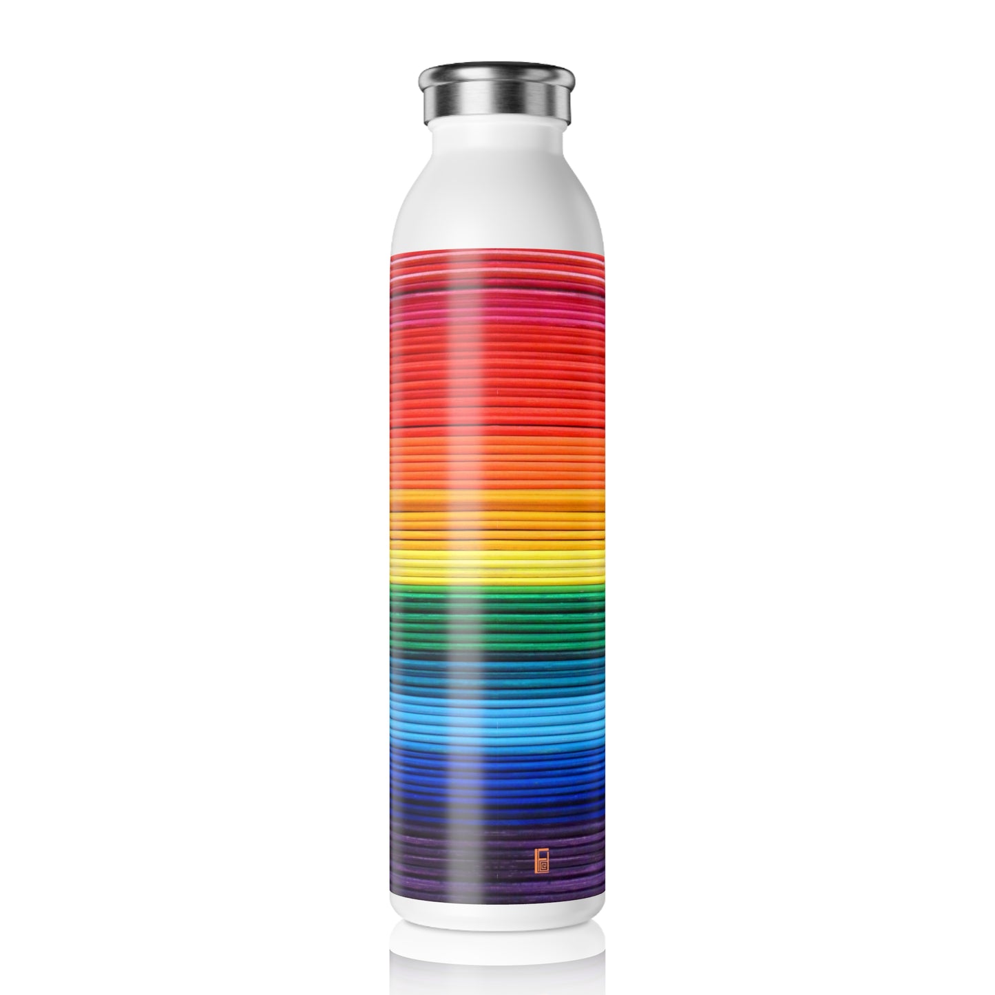 Slim Water Bottle - No. 305 - 'Pride' Rainbow - By Irish Artist Fiona de Lacy