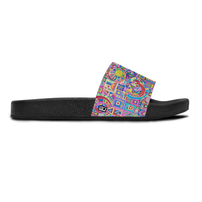 Women's Slide Sandals - No. 260 - Multicoloured Abstract  - By Irish Artist Fiona de Lacy