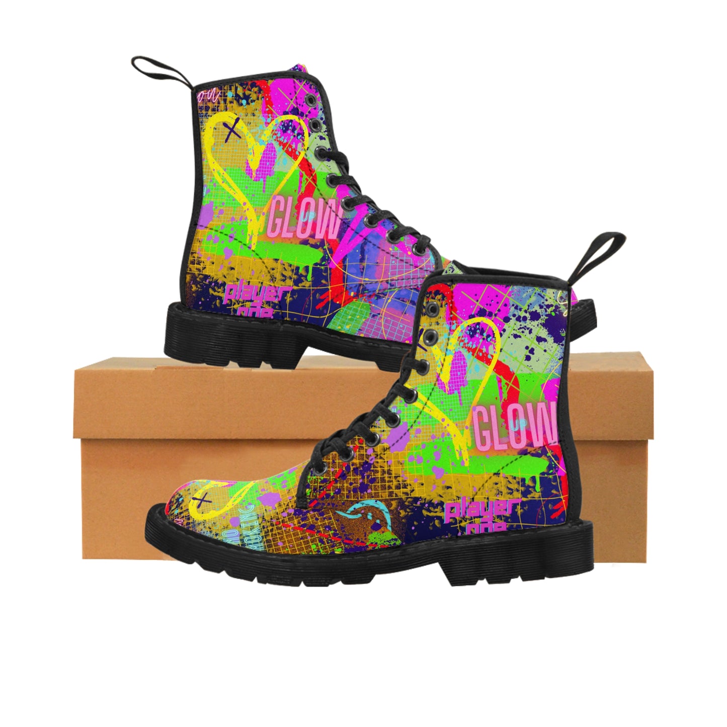 Women's Canvas Boots - No. 232 A - Glow - Graffiti