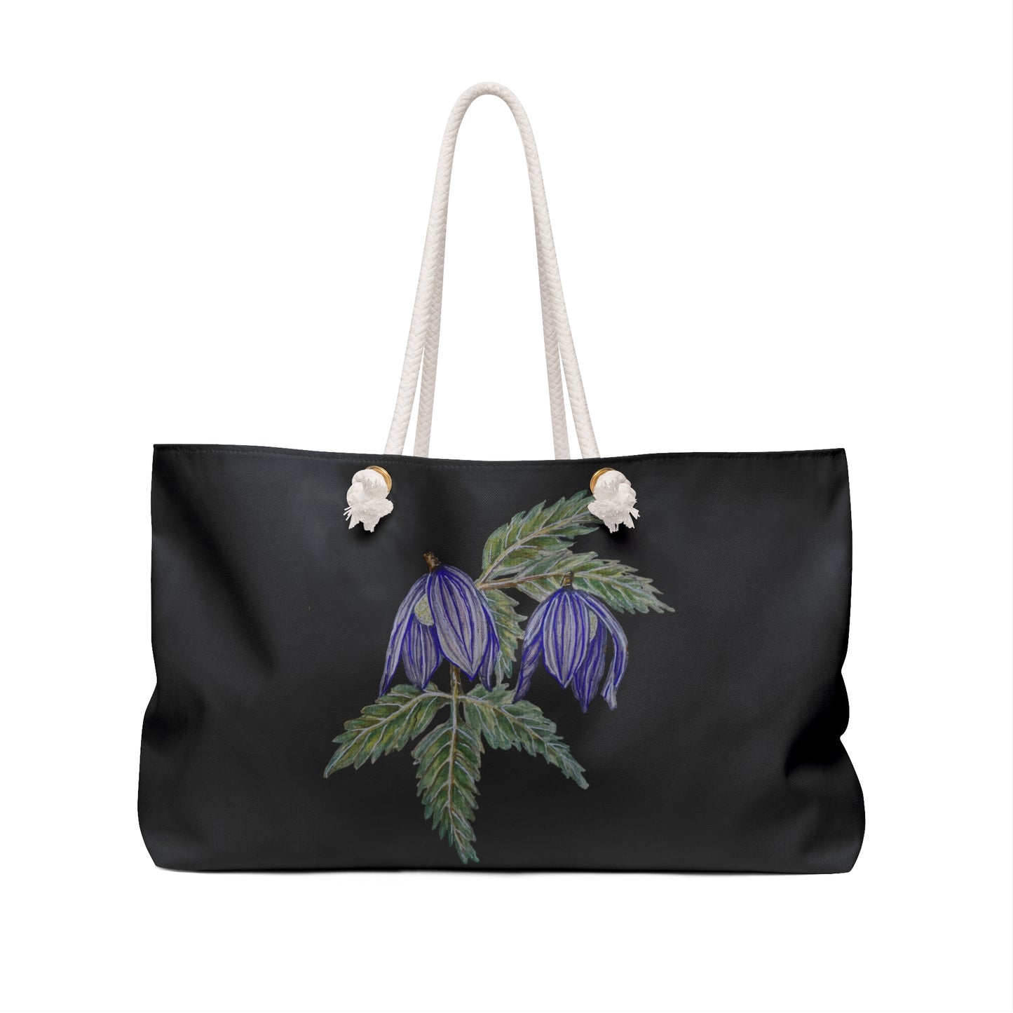 Weekender / Beach / Overnight Bag -  No. 270 - Hanging Purple Flowers on Black