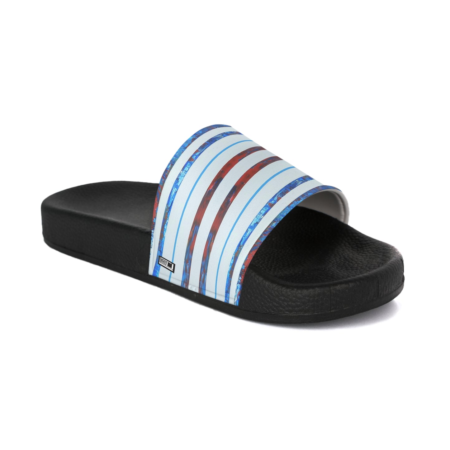 Women's Slide Sandals - No. 140 - 'Thin Blue Line' - By Irish Artist Fiona de Lacy