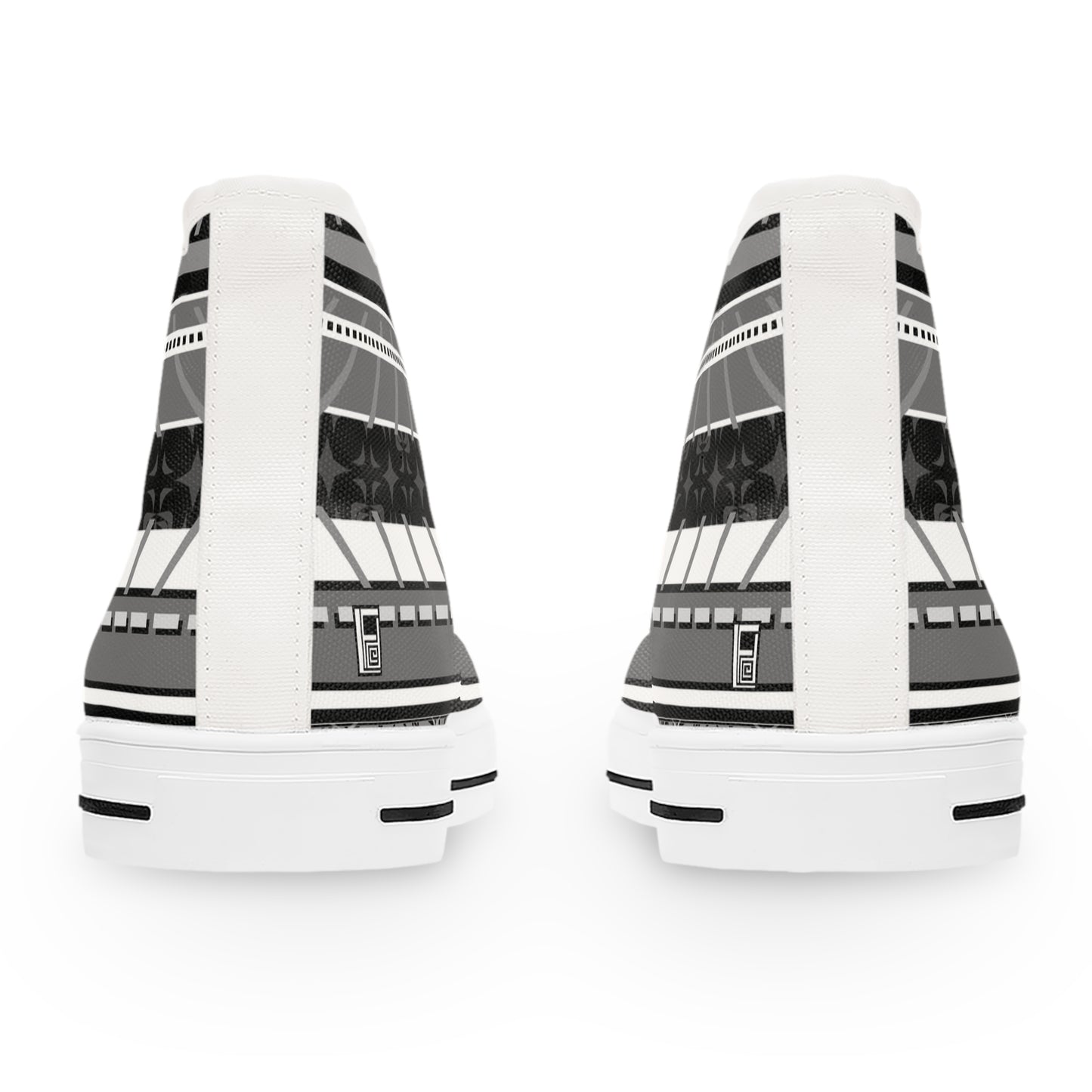 Women's High Top Sneakers - No. 298 B Black, Grey, White Stripe - By Irish Artist Fiona de Lacy