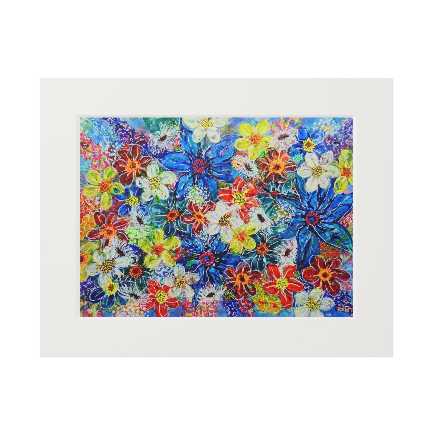 Fine Art Print (Cardboard Frame) - No. 242  - Large Blue Flowers