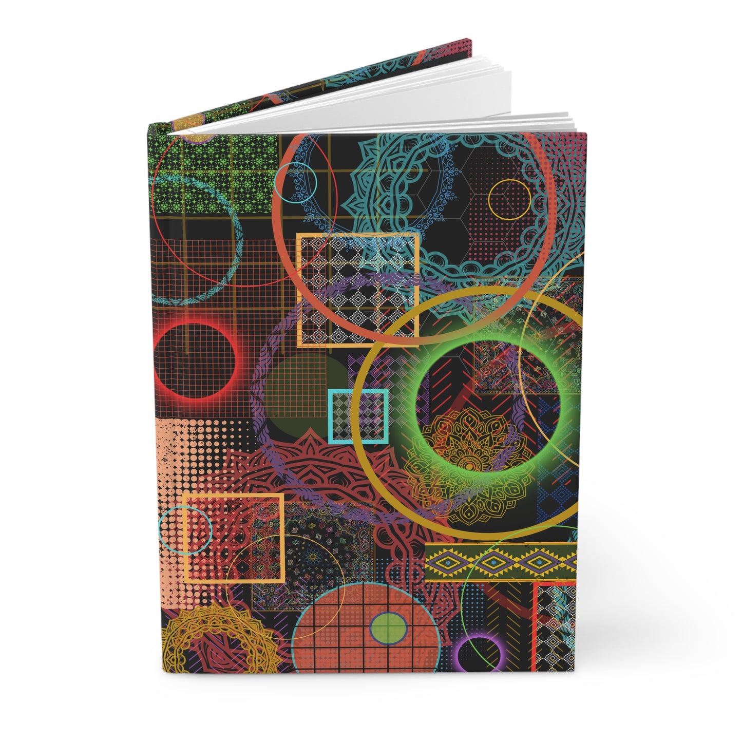 Hardcover Journal Matte (Lined) - No. 299 - Multicoloured Rings 3 - By Irish Artist Fiona de Lacy