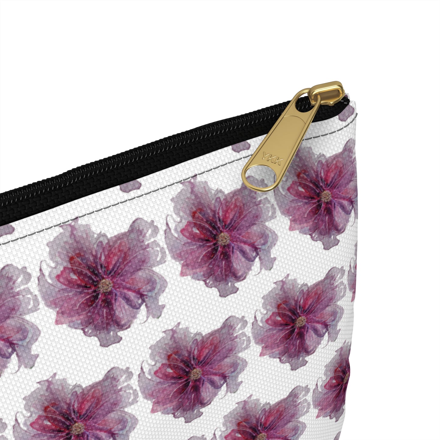 Make Up Bag - No. 269 - Purple & Pink Flower on White