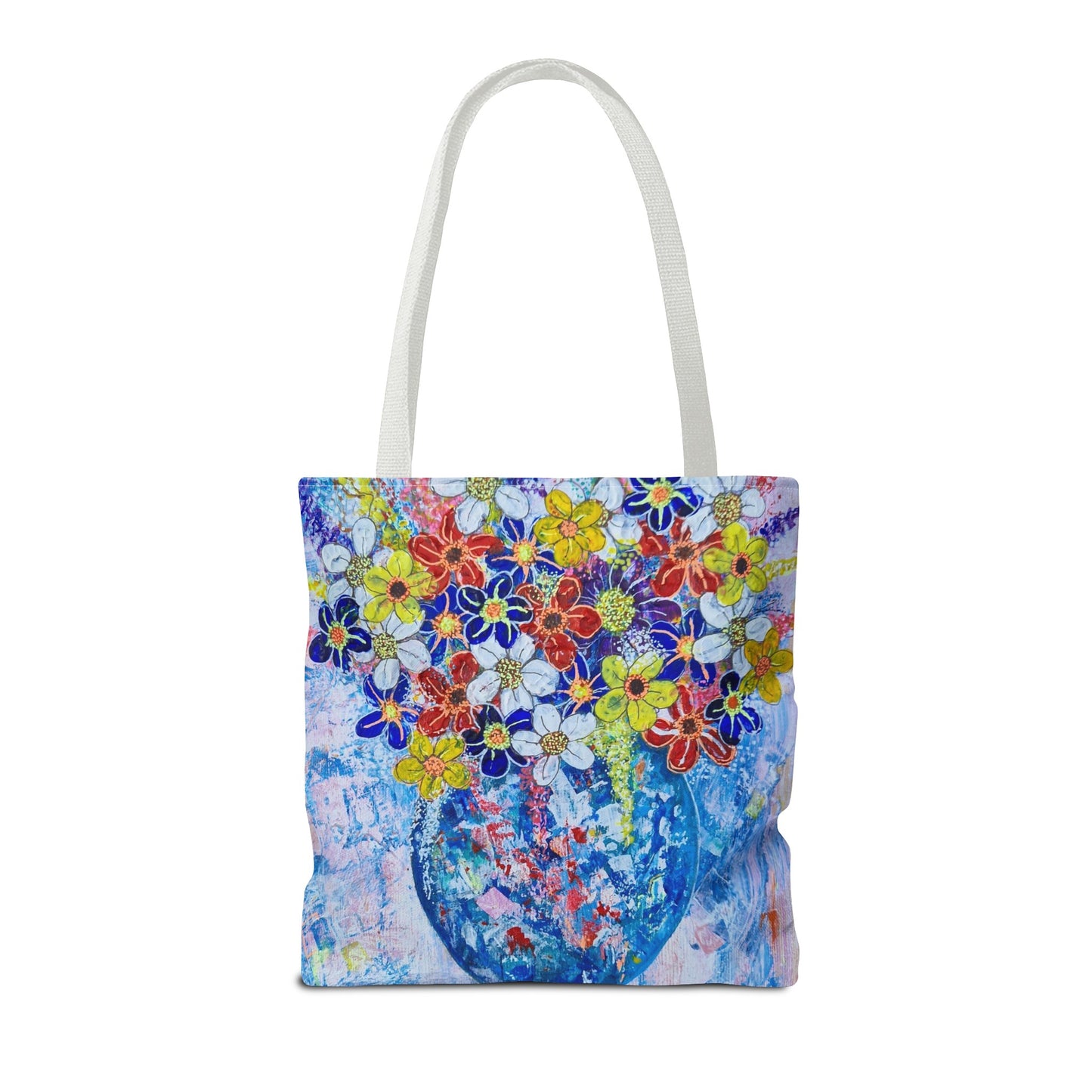 Tote Bag  - No. 242 - Blue round vase of Flowers