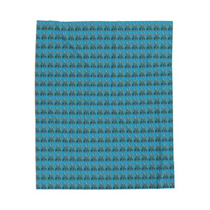 Velveteen Plush Blanket -  No.146 - 'Bird of Paradise' - on Turquoise