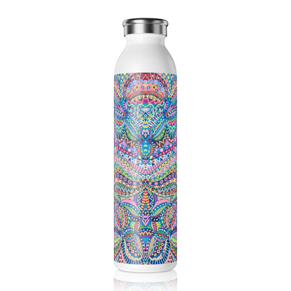 Slim Water Bottle - No. 255 Multicoloured Abstract -  By Irish Artist Fiona de Lacy