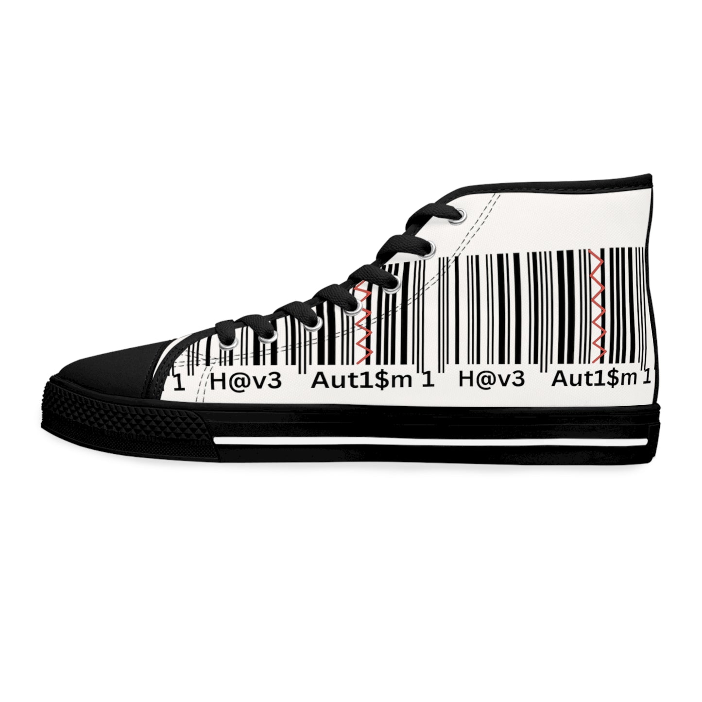 Women's High Top Sneakers - No. 310 Black & White - 'I have autism'  - Designed by Irish Artist Fiona de Lacy