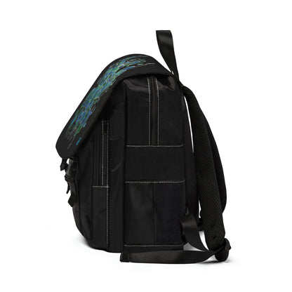 Casual Shoulder Backpack,  No. 146 'Bird of Paradise'  on Black - By Irish Artist Fiona de Lacy