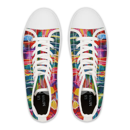 Women's High Top Sneakers, No. 237 C 'Pods' Green Heel, Multicoloured - Designed by Irish Artist Fiona de Lacy