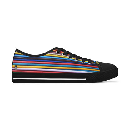 Women's Low Top Sneakers - No. 309 - Multicoloured Lines - By Irish Artist Fiona de Lacy