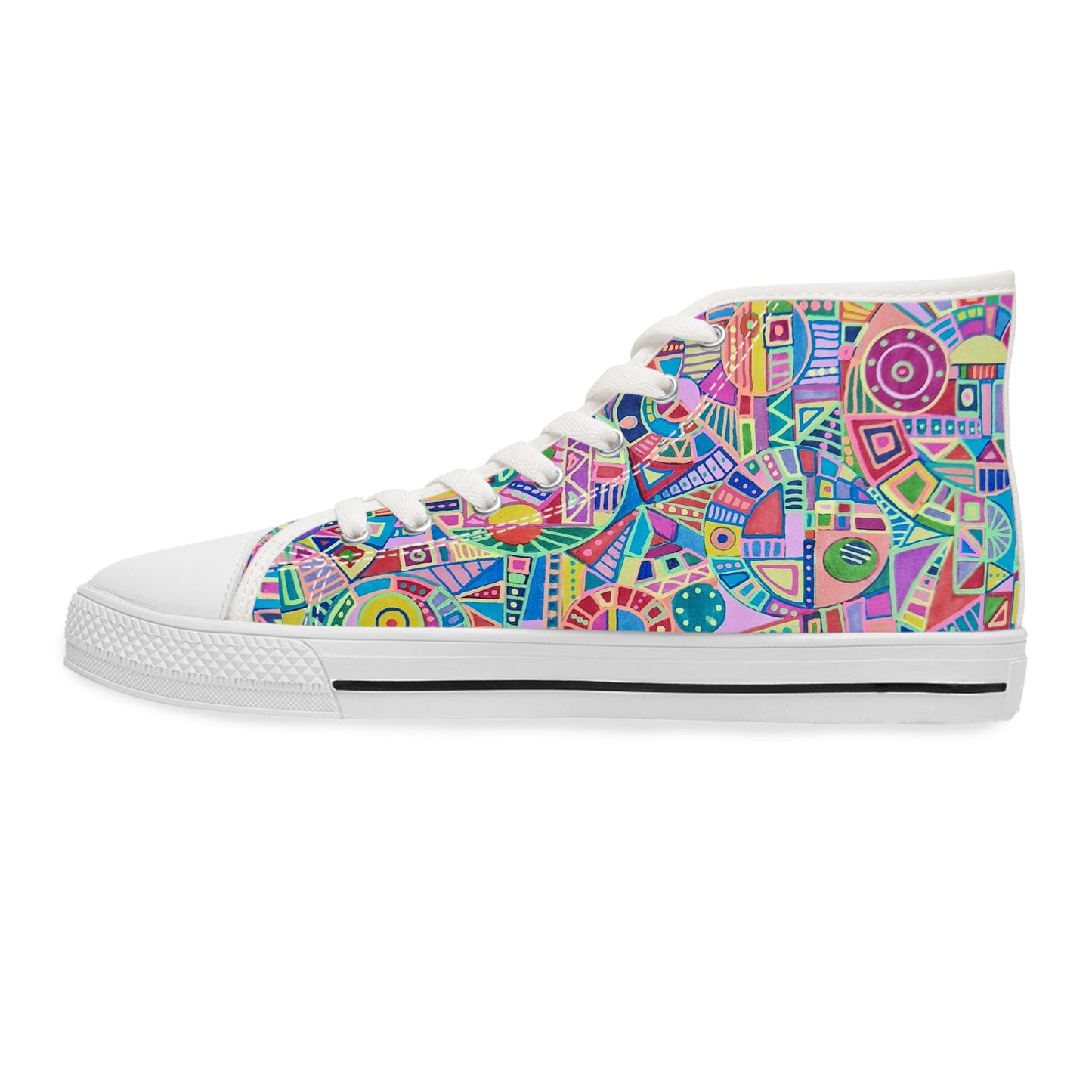 Women's High Top Sneakers, No. 258 - Multicoloured Abstract - By Irish Artist Fiona de Lacy