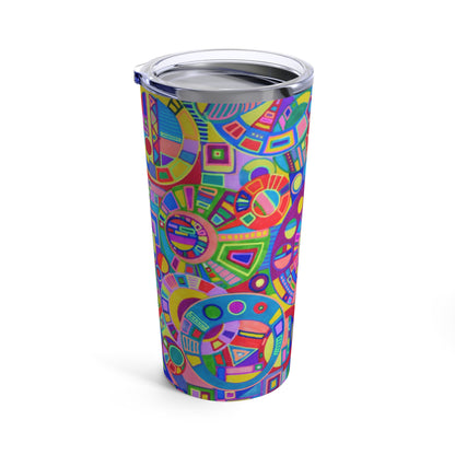 Tumbler 20oz - No.  261 Multicoloured abstract - By Irish Artist Fiona de Lacy