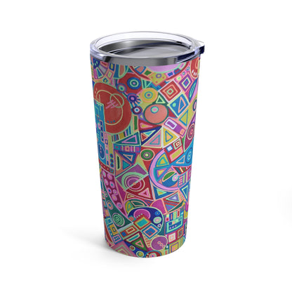 Tumbler 20oz - No.  266 Multicoloured Abstract - By Irish Artist Fiona de Lacy