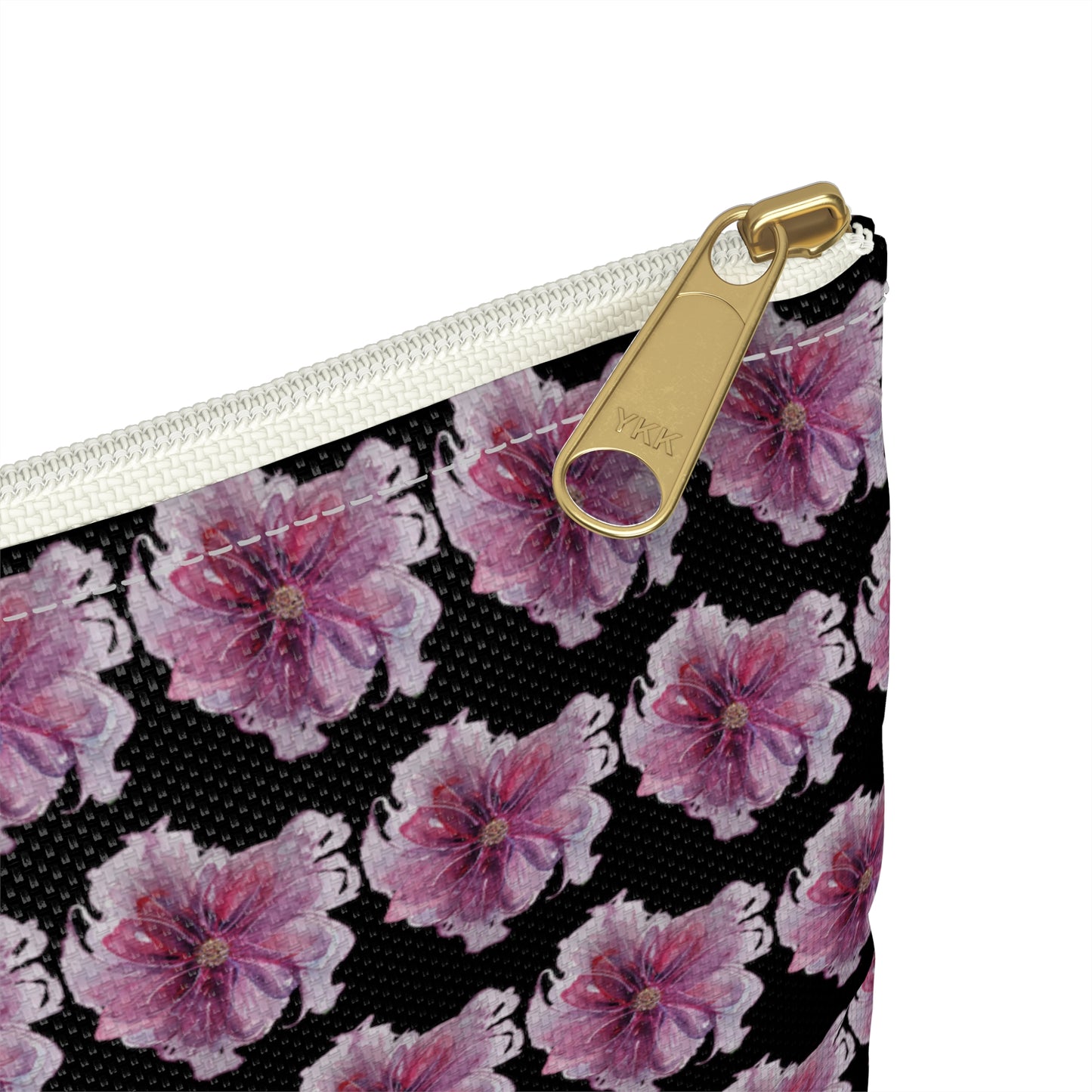 Make Up Bag - No. 269 - Purple & Pink Flower on Black