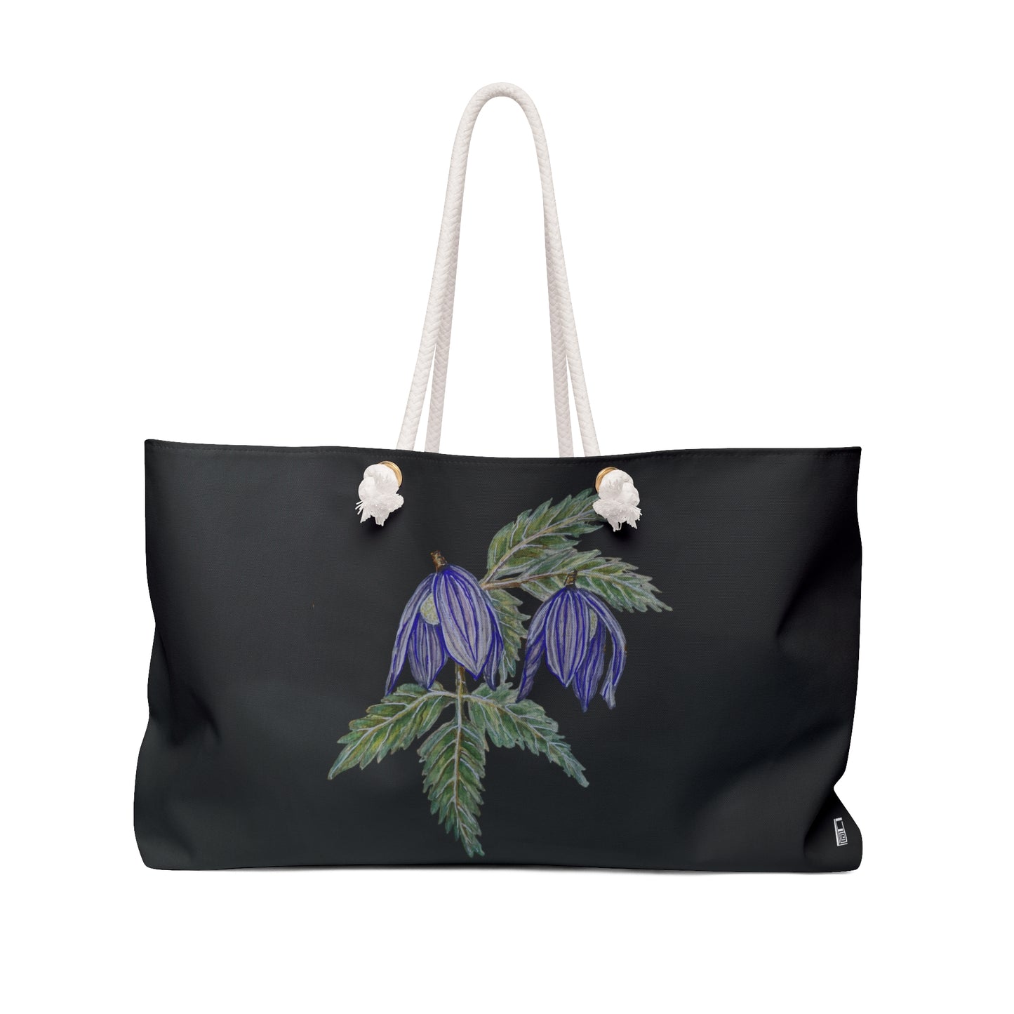 Weekender / Beach / Overnight Bag -  No. 270 - Hanging Purple Flowers on Black