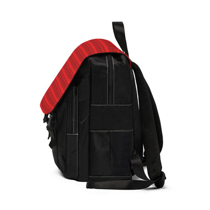 Casual Shoulder Backpack,  No. 000 - Artists Logo on Red - By Irish Artist Fiona de Lacy