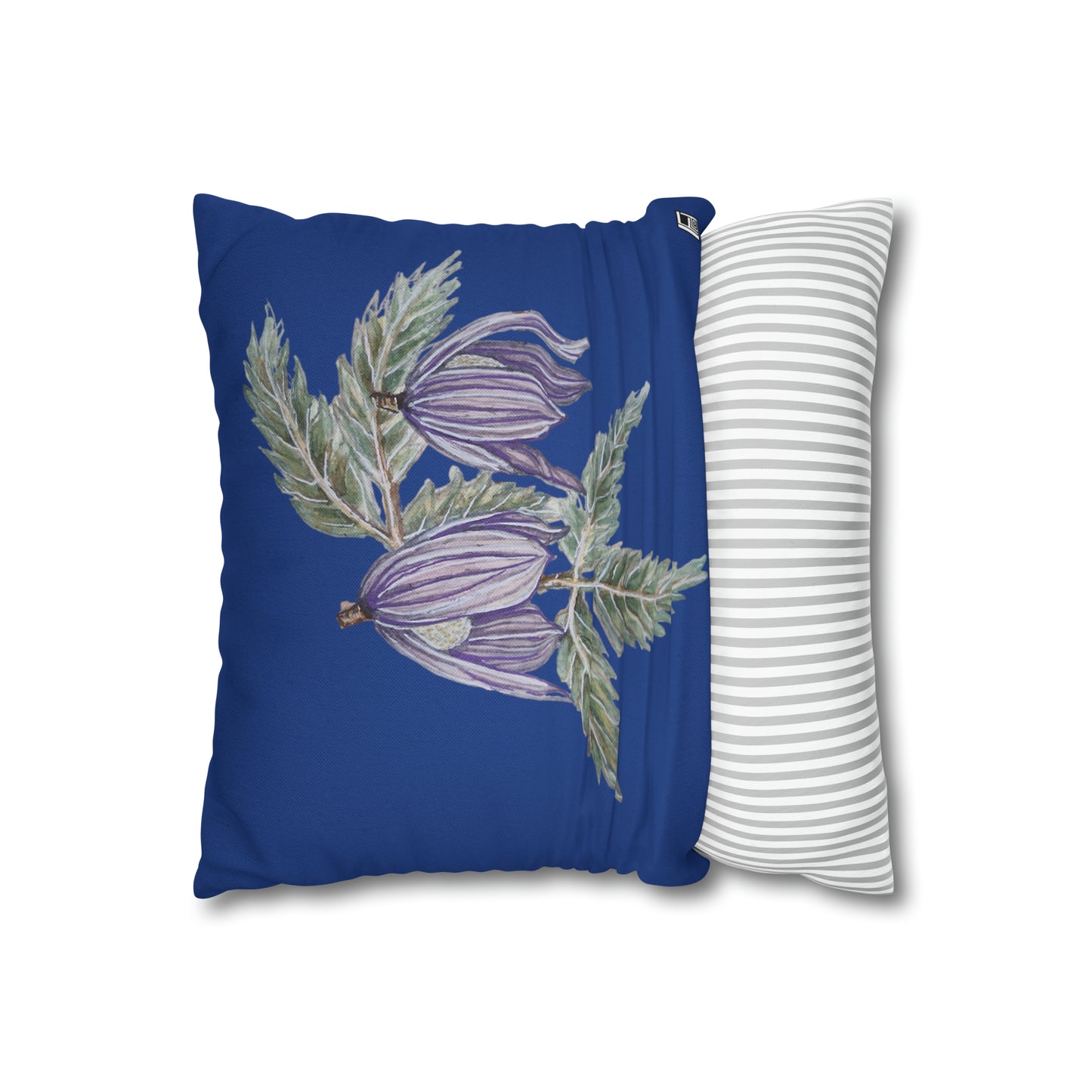 Cushion Pillow Case - No. 270 - Purple Drop Flowers on Navy Blue