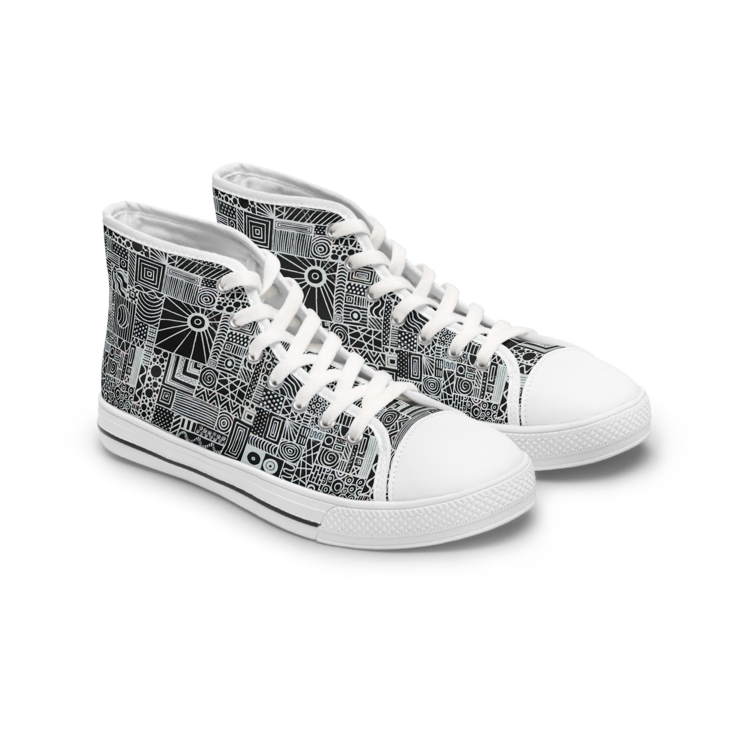 Women's High Top Sneakers - No. 252 - White on Black