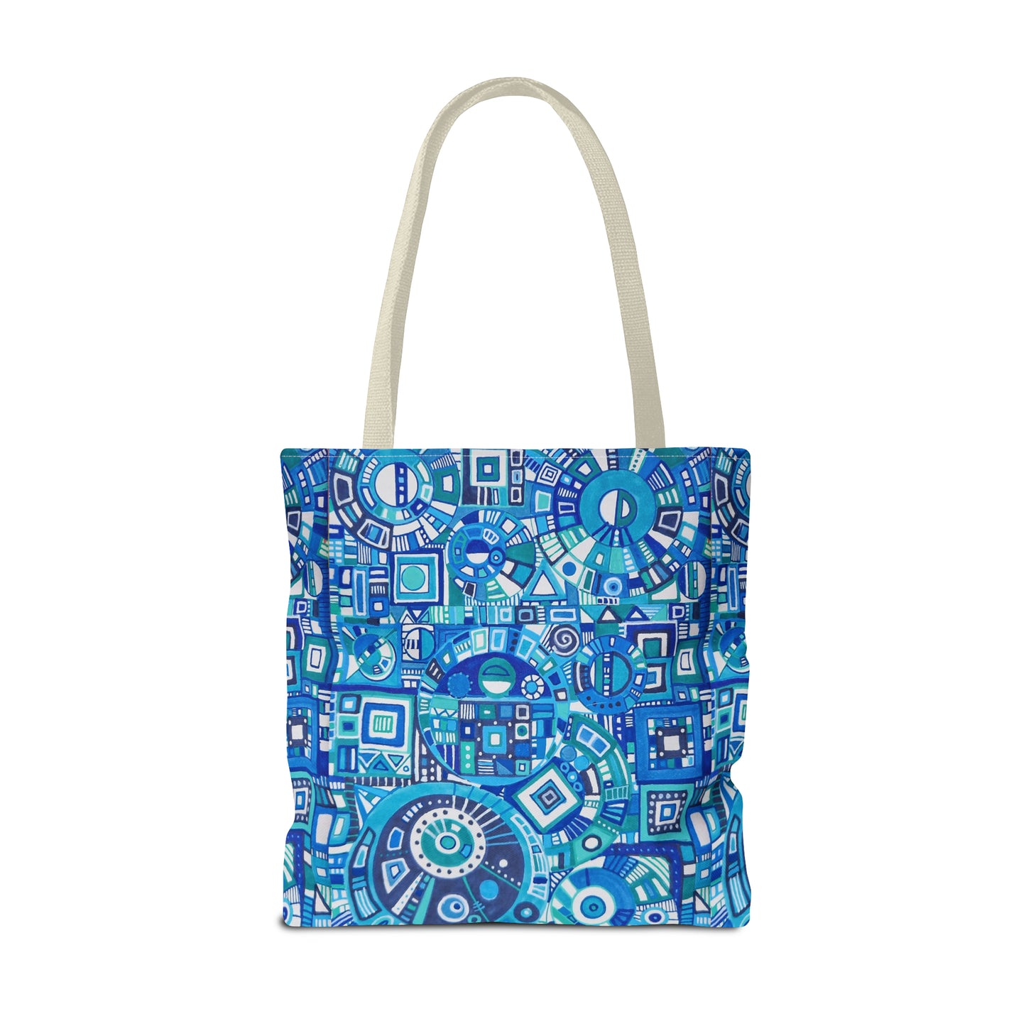 Tote Bag  - No. 262 Geometric Blue - By Irish Artist Fiona de Lacy