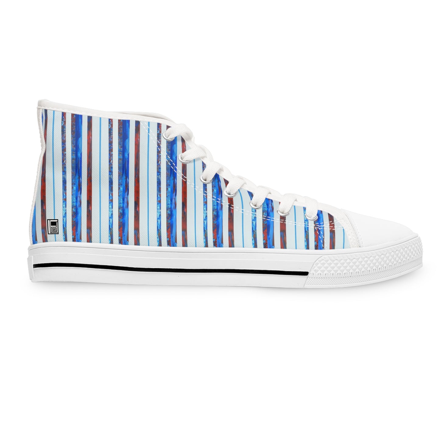 Women's High Top Sneakers, No. 140 -  'Thin Blue Line' - Designed by Irish Artist Fiona de Lacy