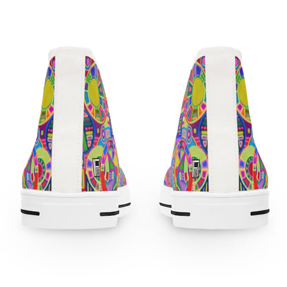 Women's High Top Sneakers - No. 260 - Multicoloured Abstract - By Irish Artist Fiona de Lacy